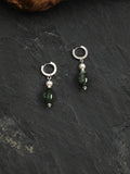 OME008 Moss Agate Pearl Huggie Earrings