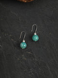 OME017 Green Amazonite Pearl Dangle Earrings