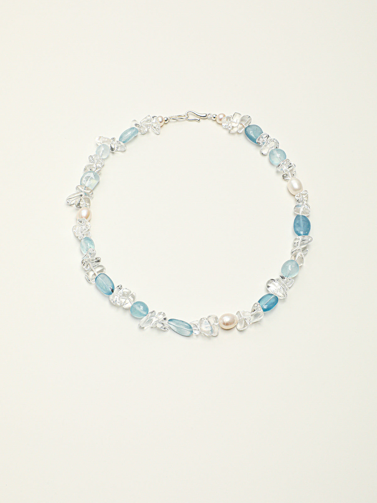 OMN012 Frost Blue Gem Pearl Necklace