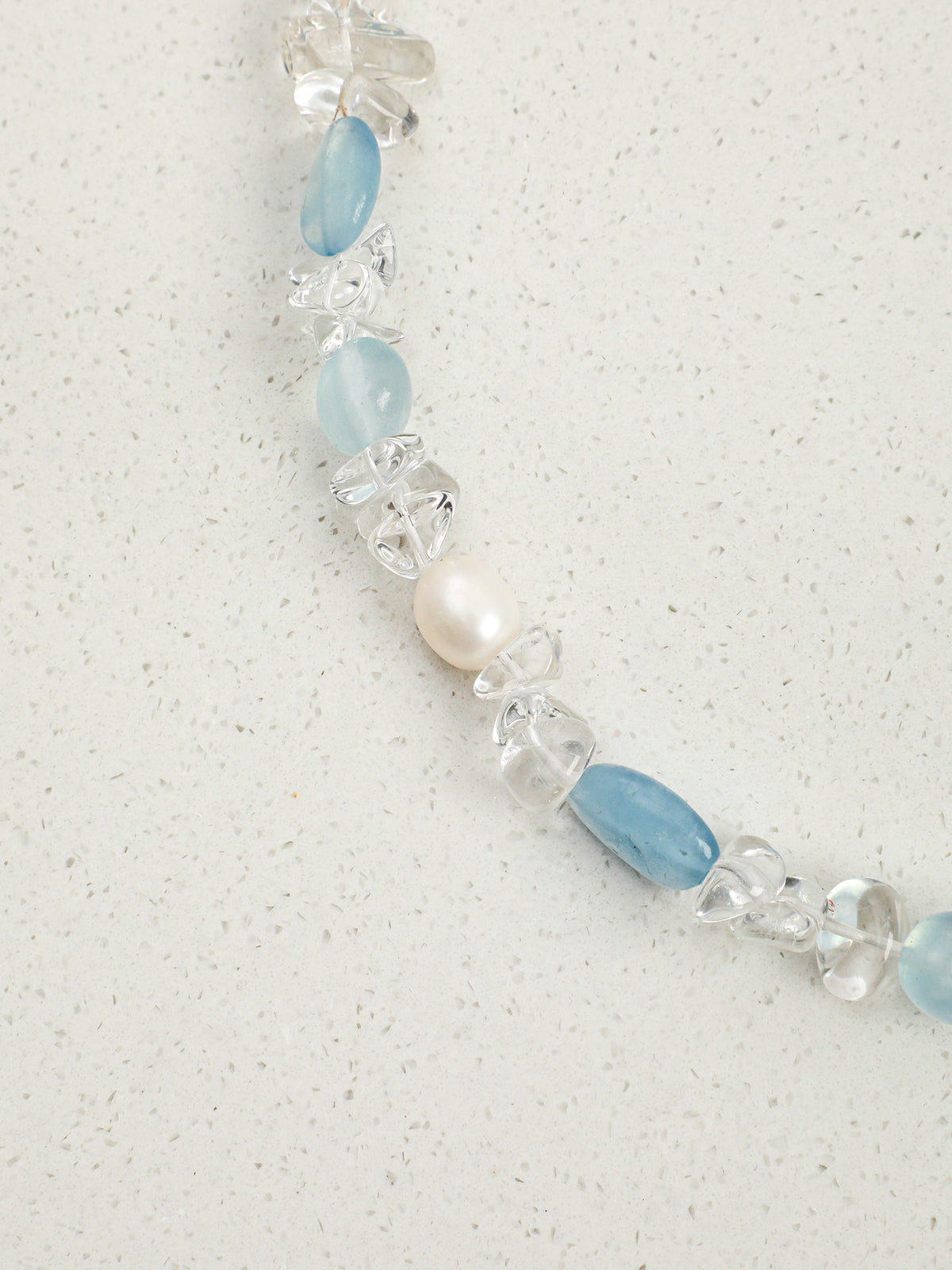 OMN012 Frost Blue Gem Pearl Necklace
