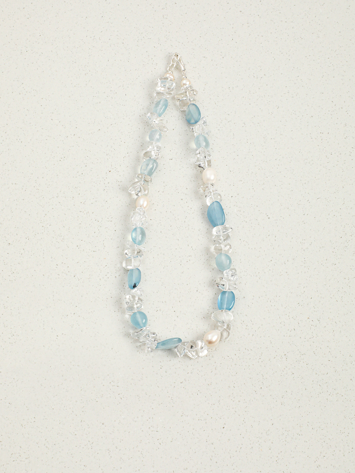 OMN012 Frost Blue Gem Pearl Necklace
