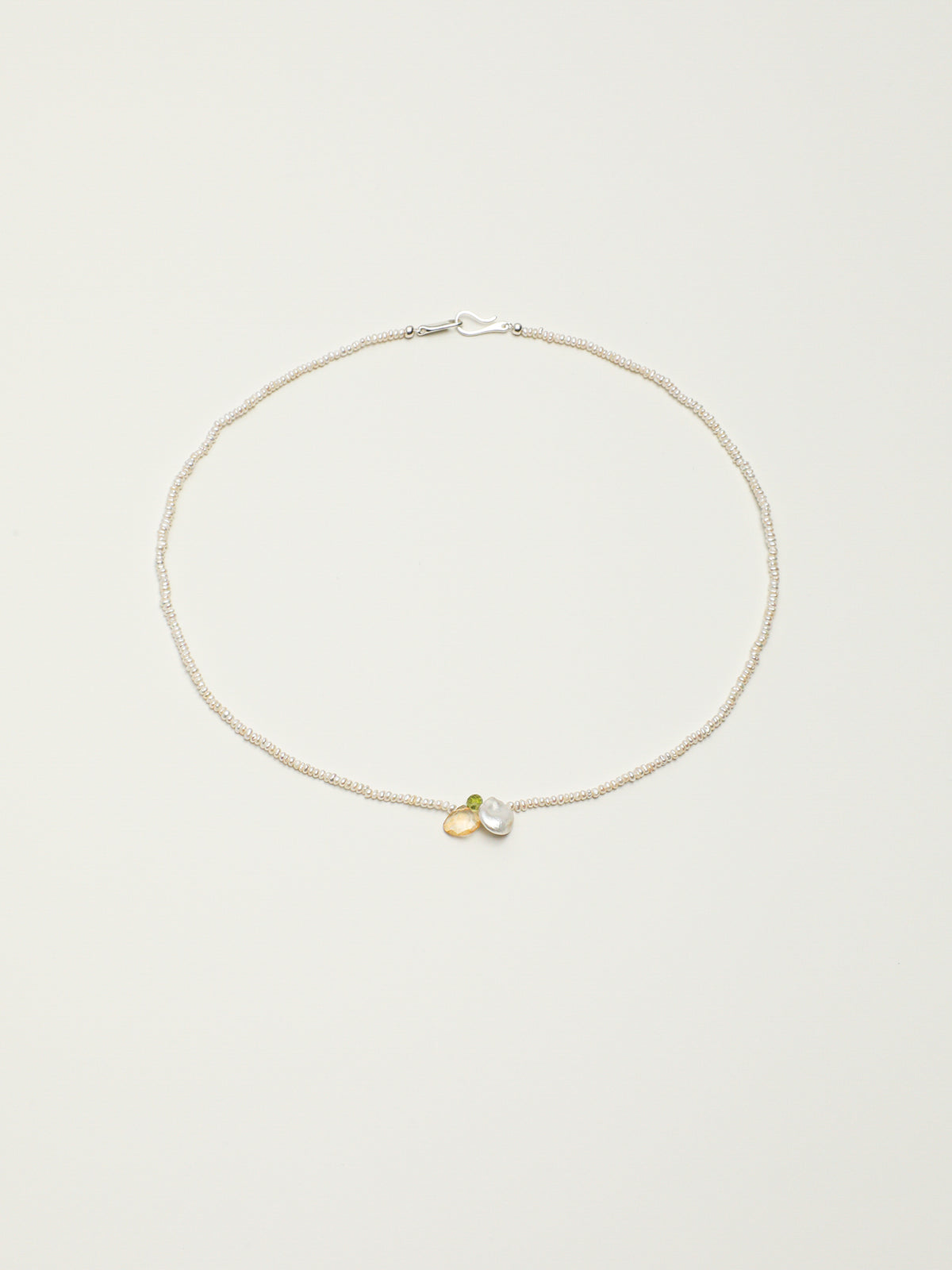 OMN006 Simple Ripple Gem Pendant Necklace