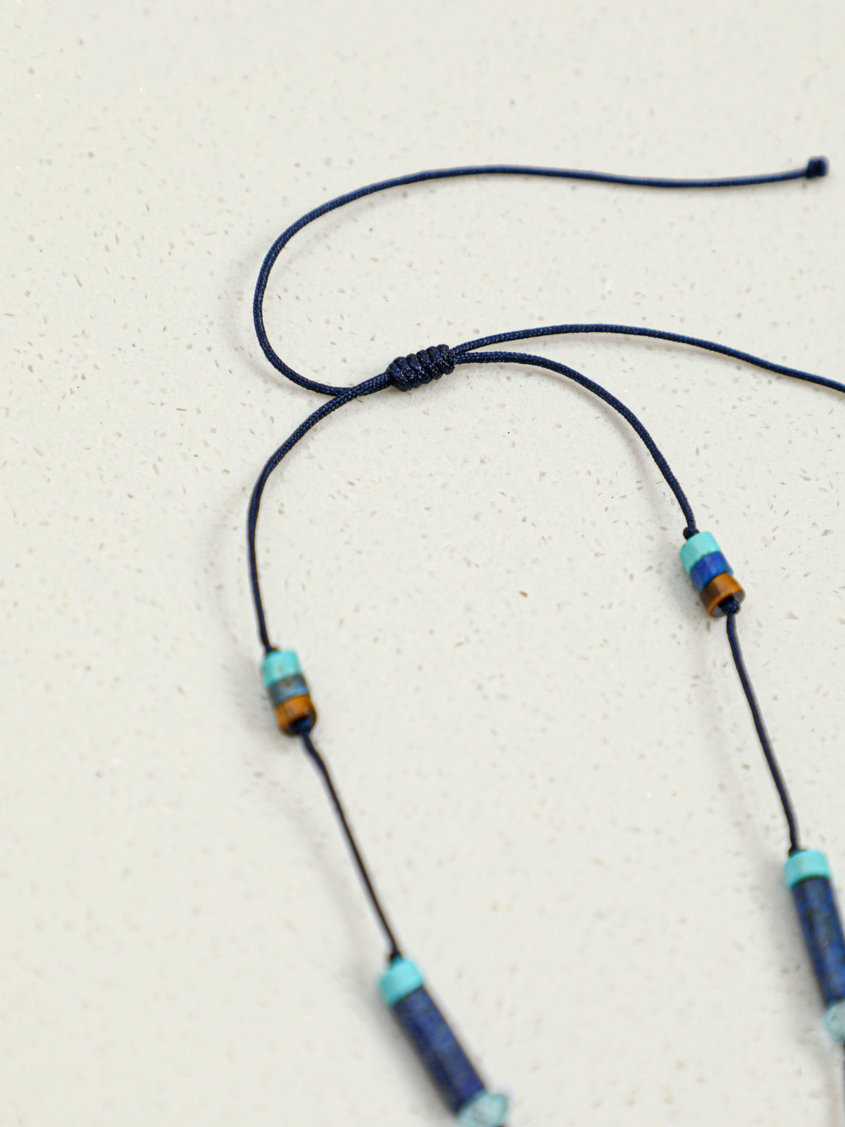 OMN013 Dark Blue Surge Pearl Tassel Necklace