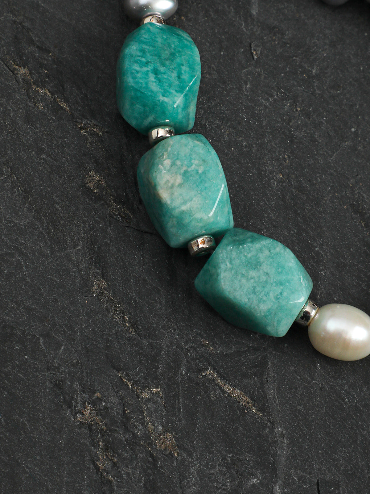 OMB019 Amazonite Pearl Sequence Bracelet