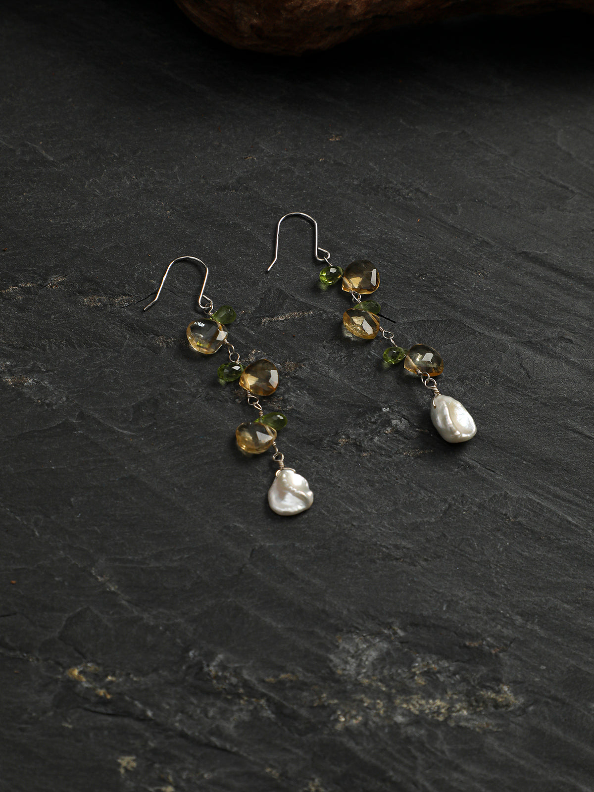 OME011 Golden Spike Pearl Drop Earrings