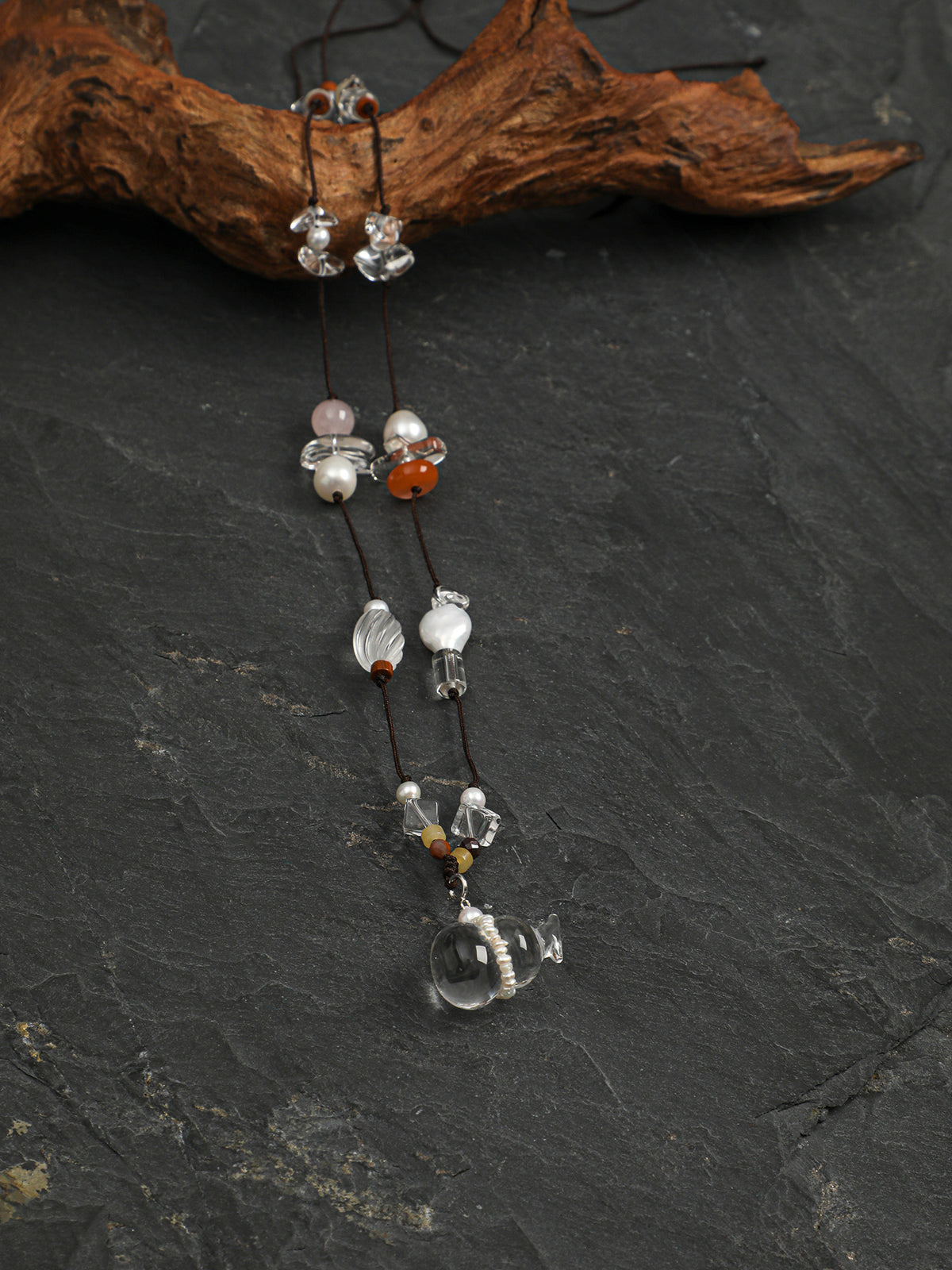 OMN014 Pure Ripple Pearl Drop Necklace