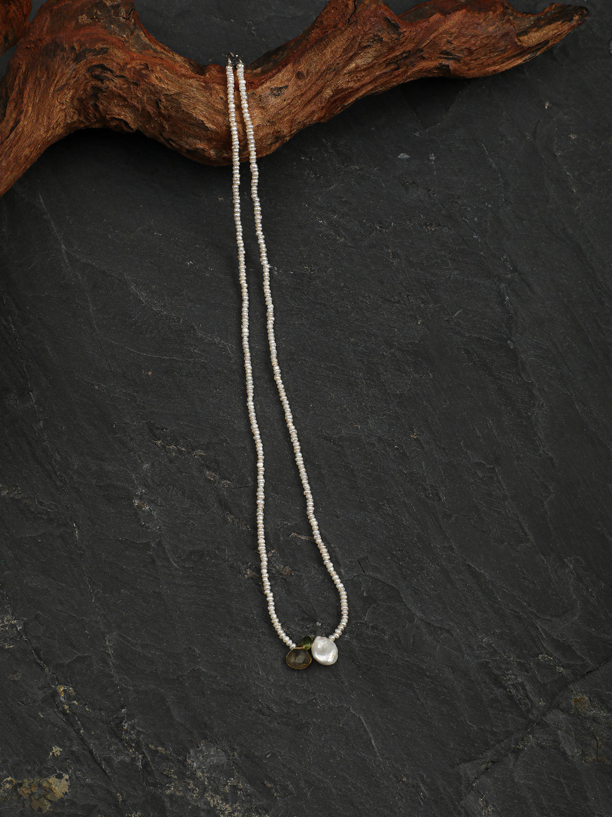 OMN006 Simple Ripple Gem Pendant Necklace