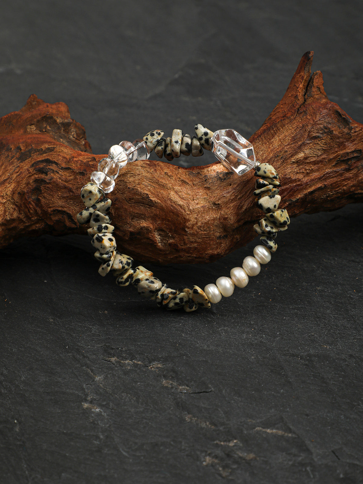 OMB022 Ink Spot Crystal Bead Bracelet