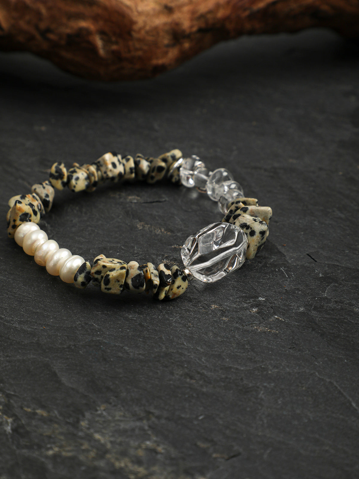 OMB022 Ink Spot Crystal Bead Bracelet