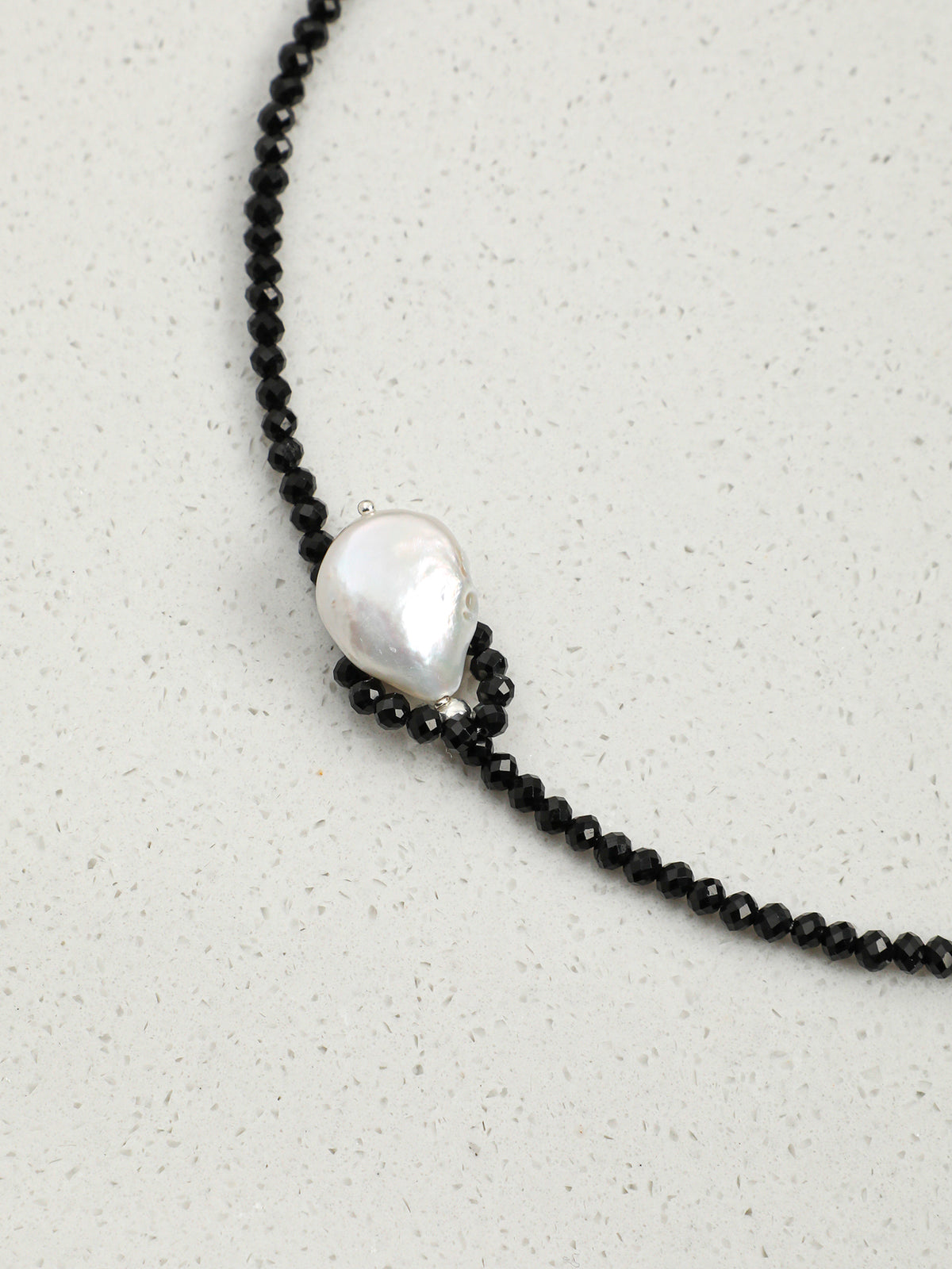 OMN017 Ink Black Moon Tide Necklace