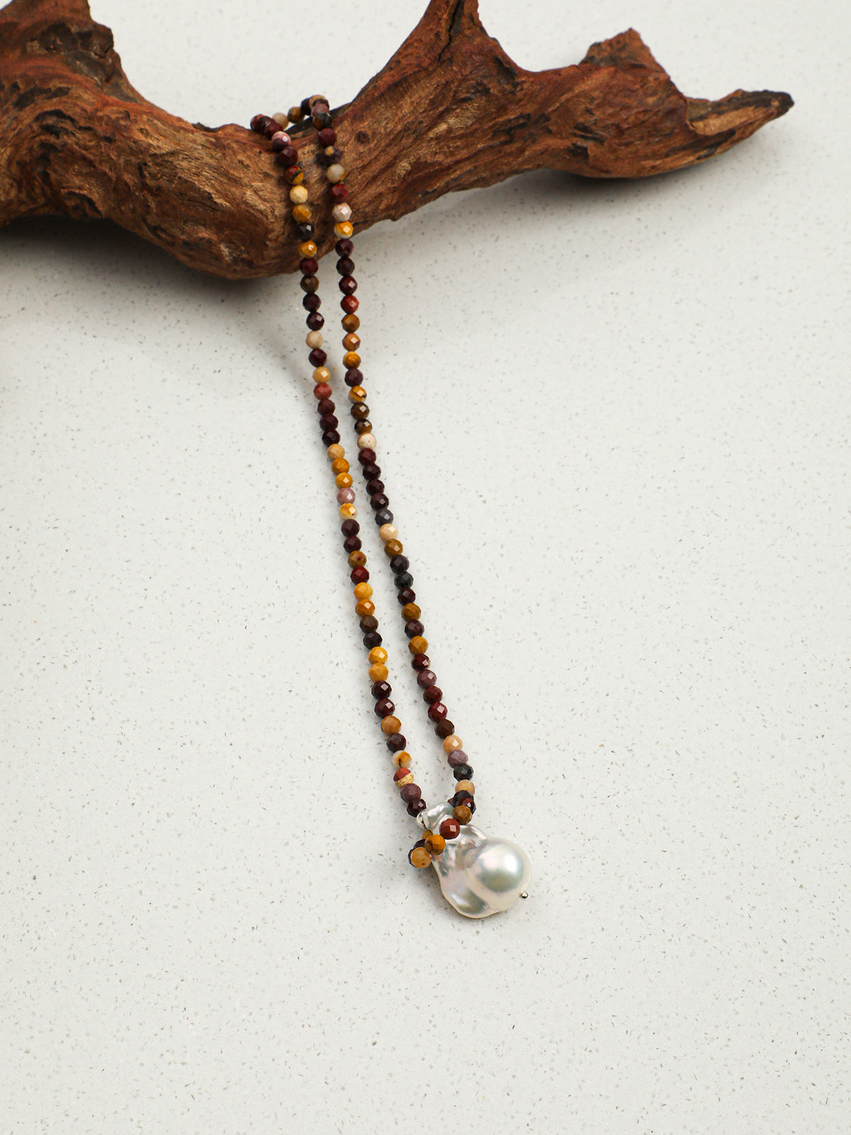 OMN016 Warm Russet Moon Drop Necklace