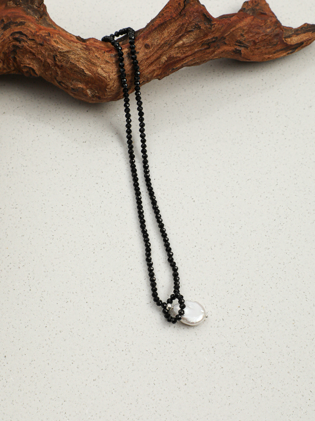 OMN017 Ink Black Moon Tide Necklace