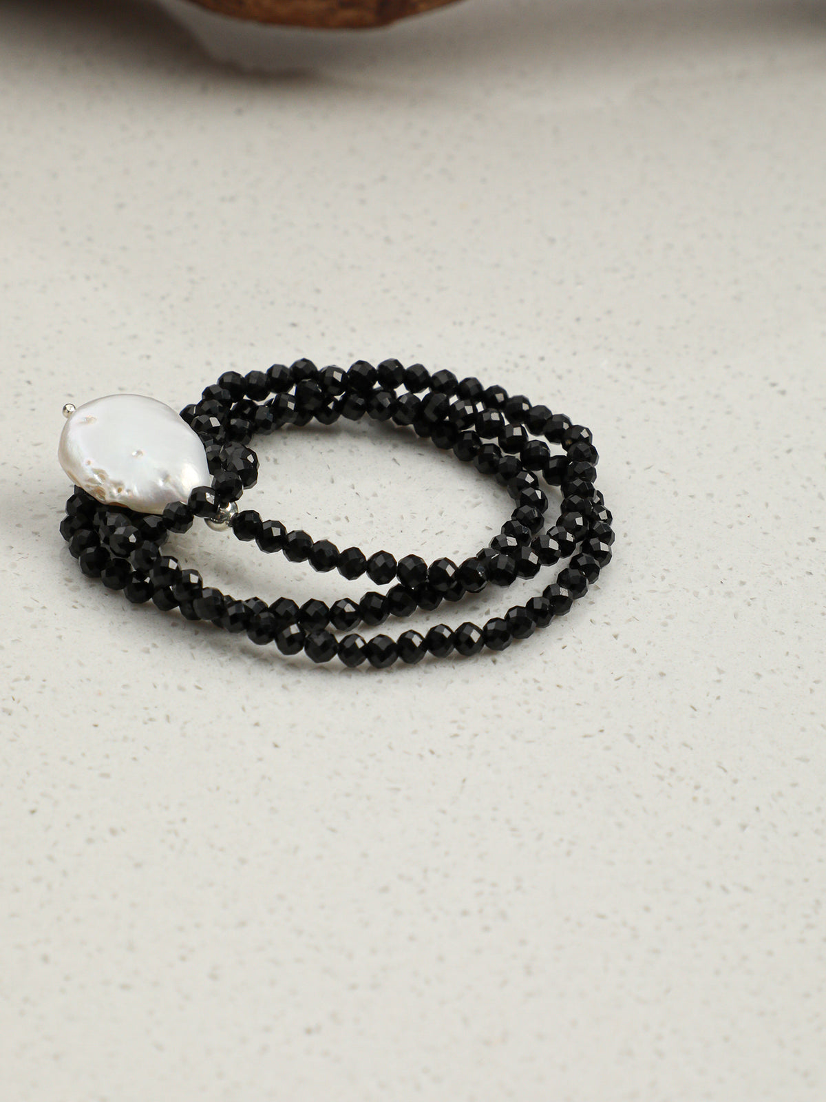 OMN017 Ink Black Moon Tide Necklace