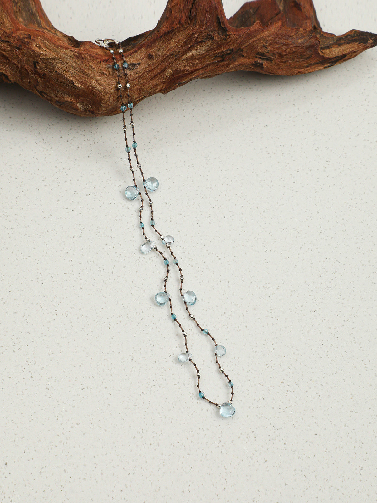 OMN003 Ice Ripple Shattered Blue Necklace