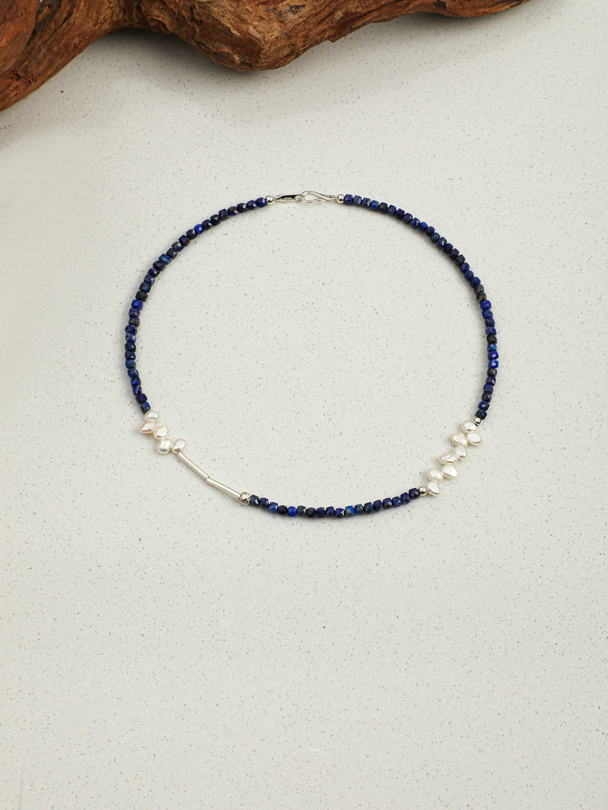 OMN008 Starry Indigo Pearl Swell Necklace