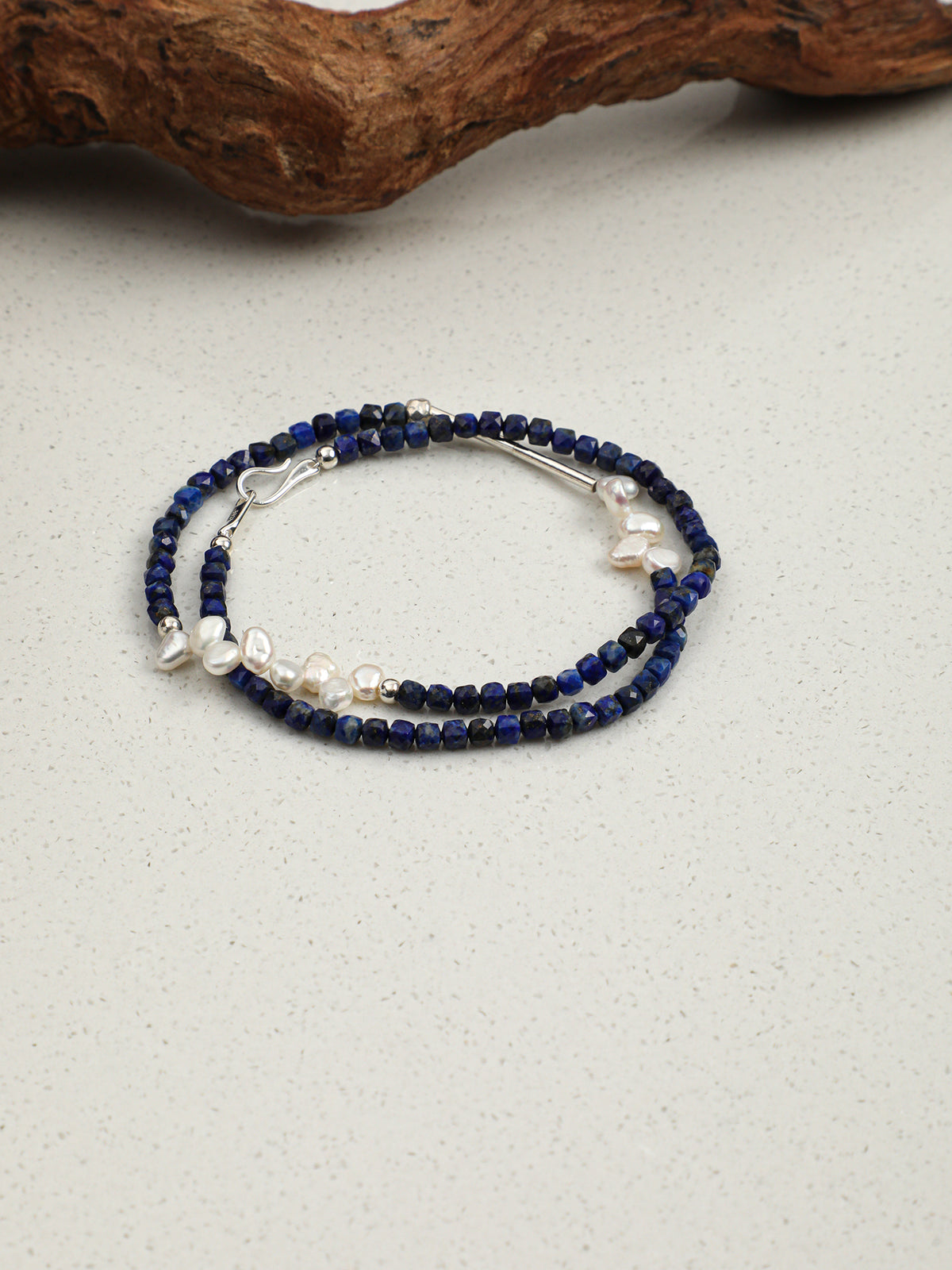 OMN008 Starry Indigo Pearl Swell Necklace