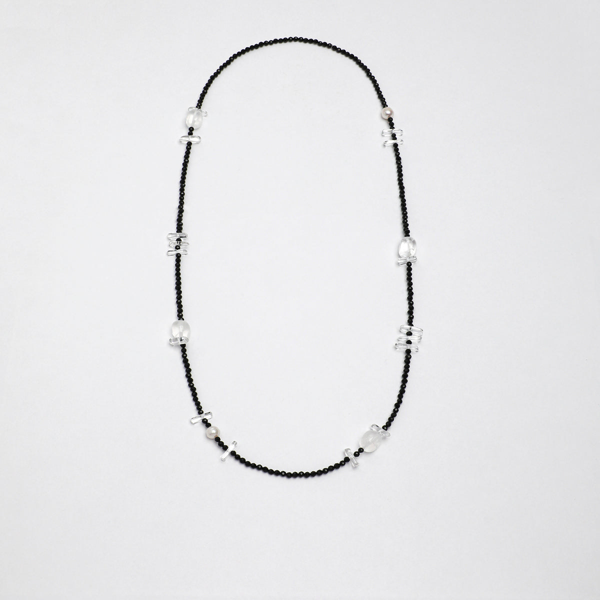 OMN018 Ink Chain Crystal Moon Necklace