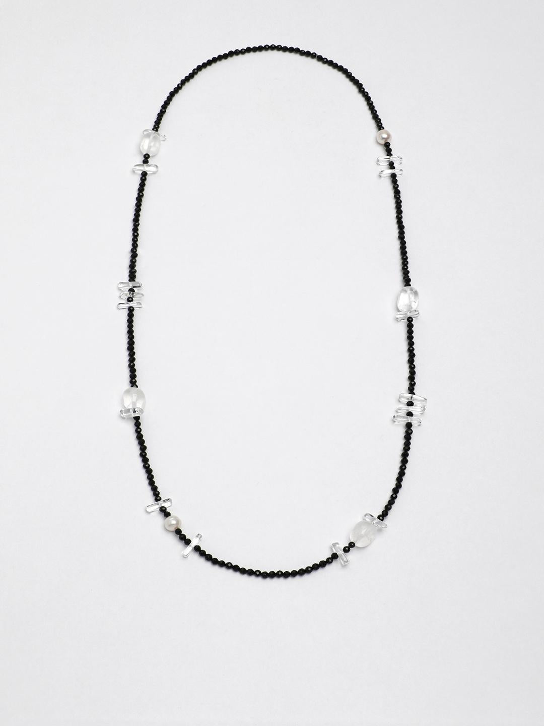 OMN018 Ink Chain Crystal Moon Necklace
