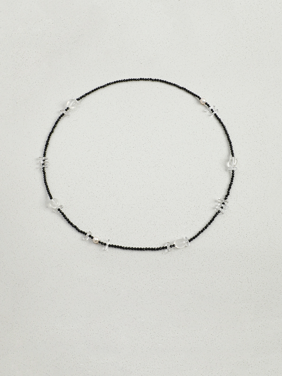 OMN018 Ink Chain Crystal Moon Necklace