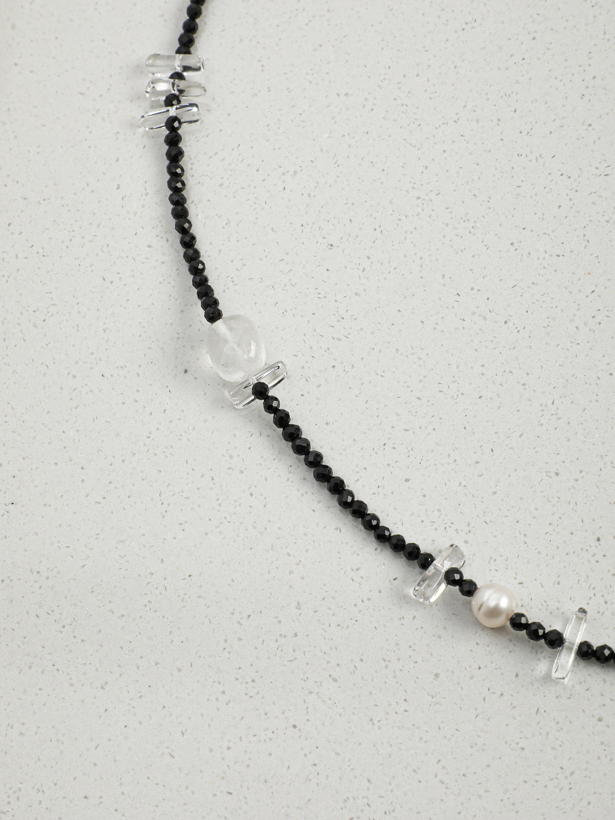 OMN018 Ink Chain Crystal Moon Necklace
