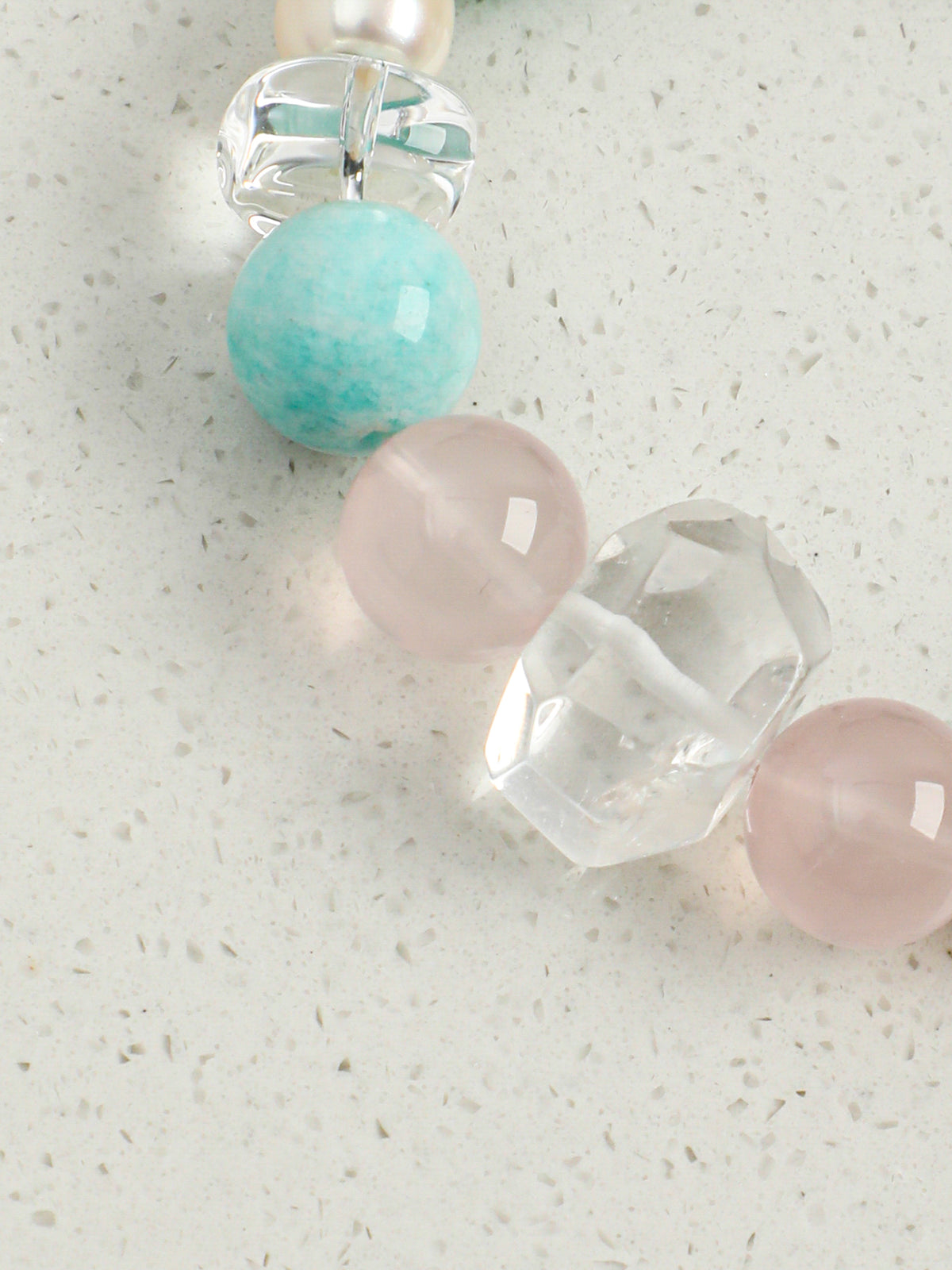 OMB017 Cyan Ripple Pink Crystal Bracelet
