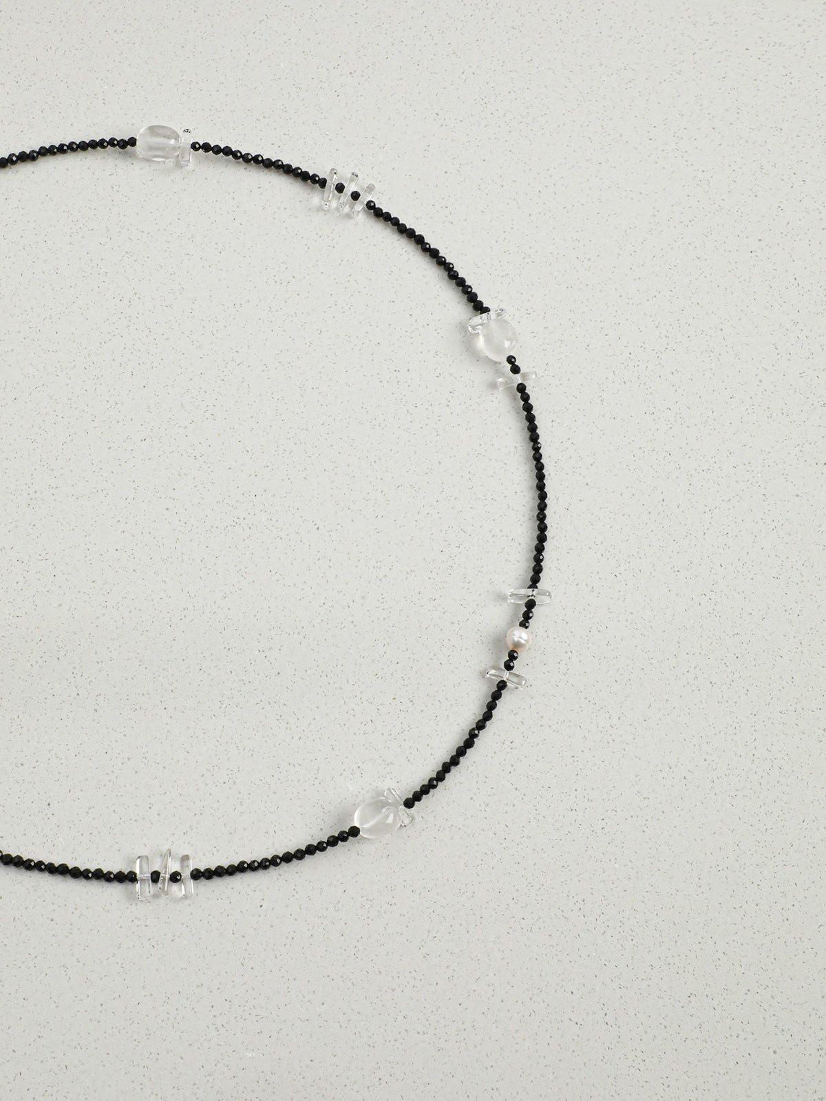 OMN018 Ink Chain Crystal Moon Necklace