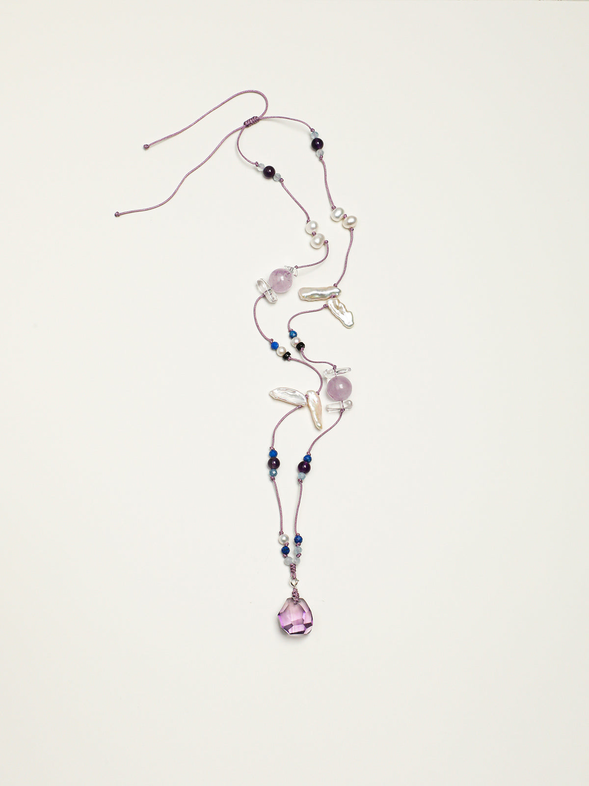 OMN010 Violet Cloud Hanging Crystal Necklace