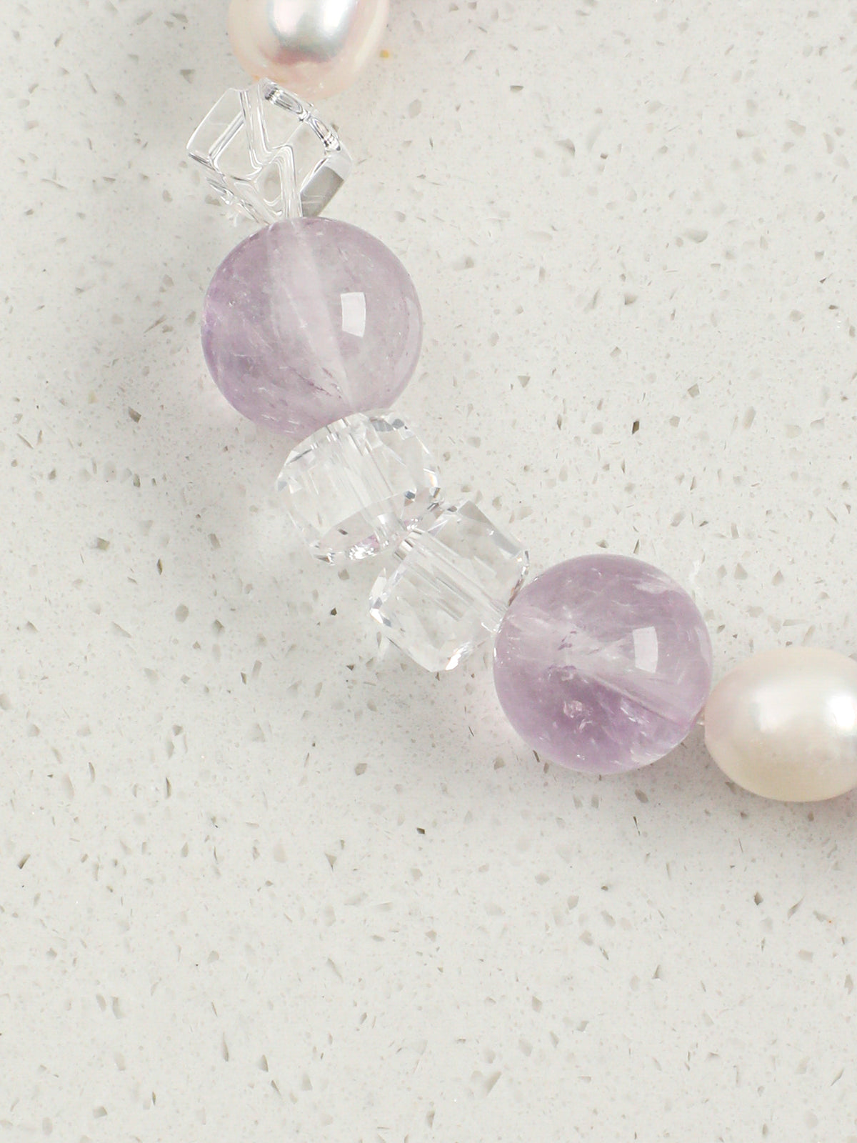 OMB014 Lavender Cut Clear Quartz Bracelet