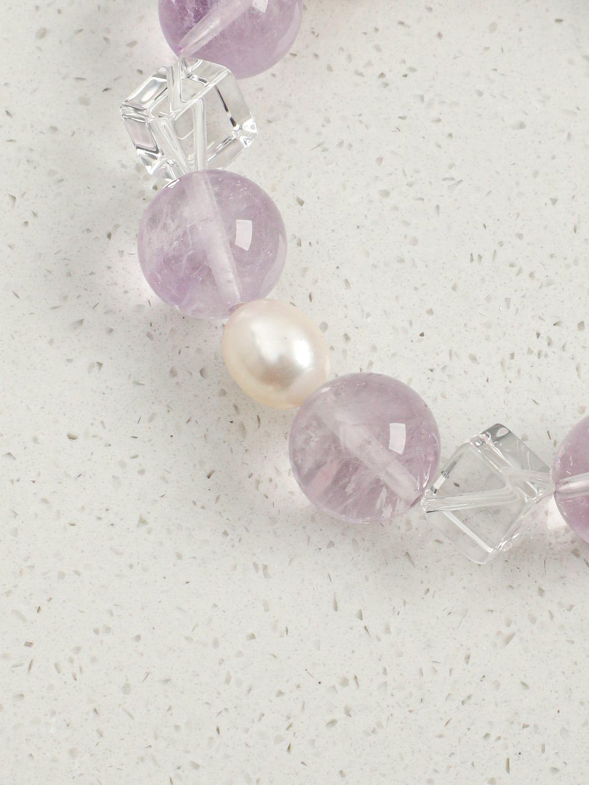 OMB014 Lavender Cut Clear Quartz Bracelet