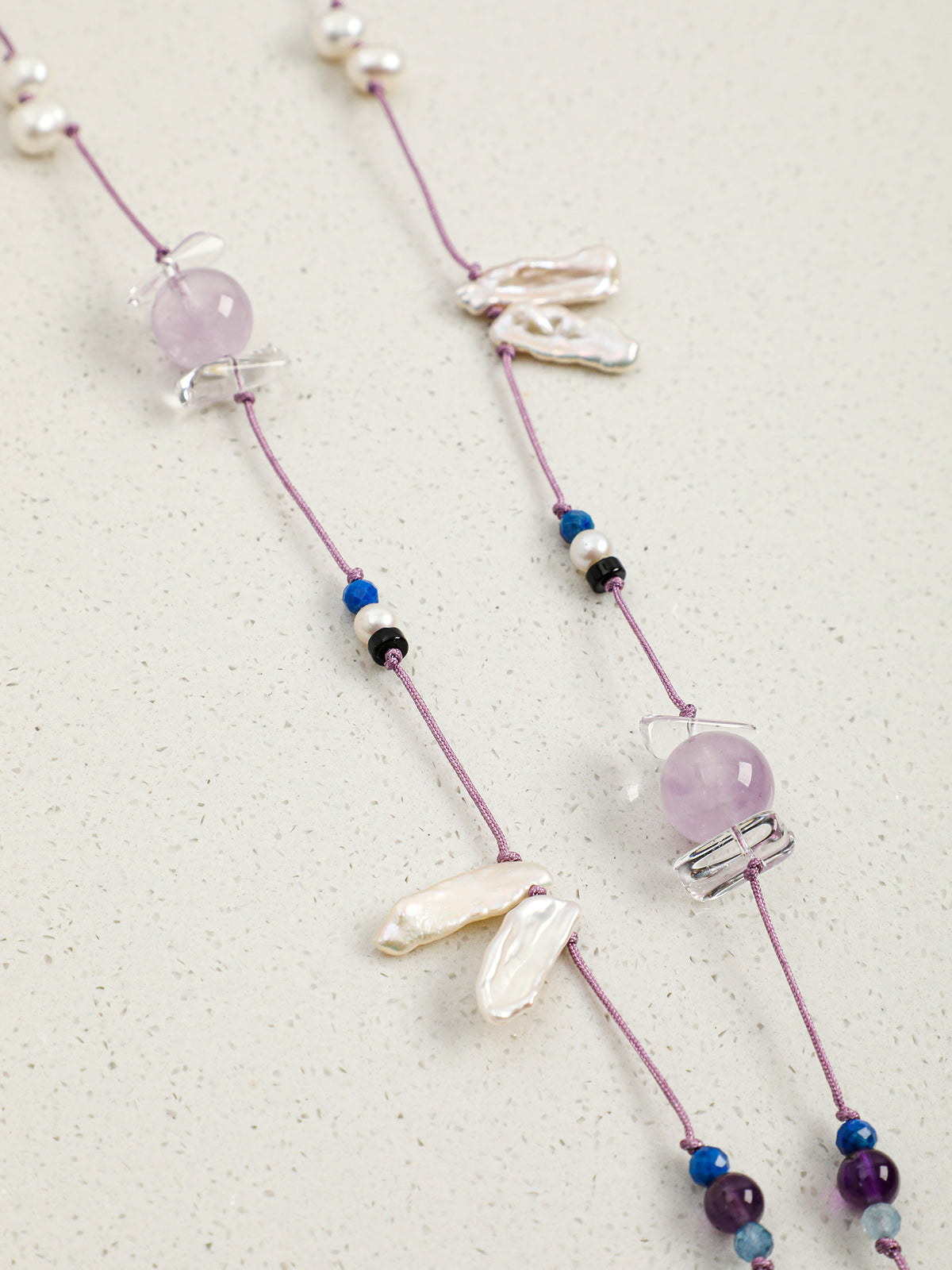 OMN010 Violet Cloud Hanging Crystal Necklace