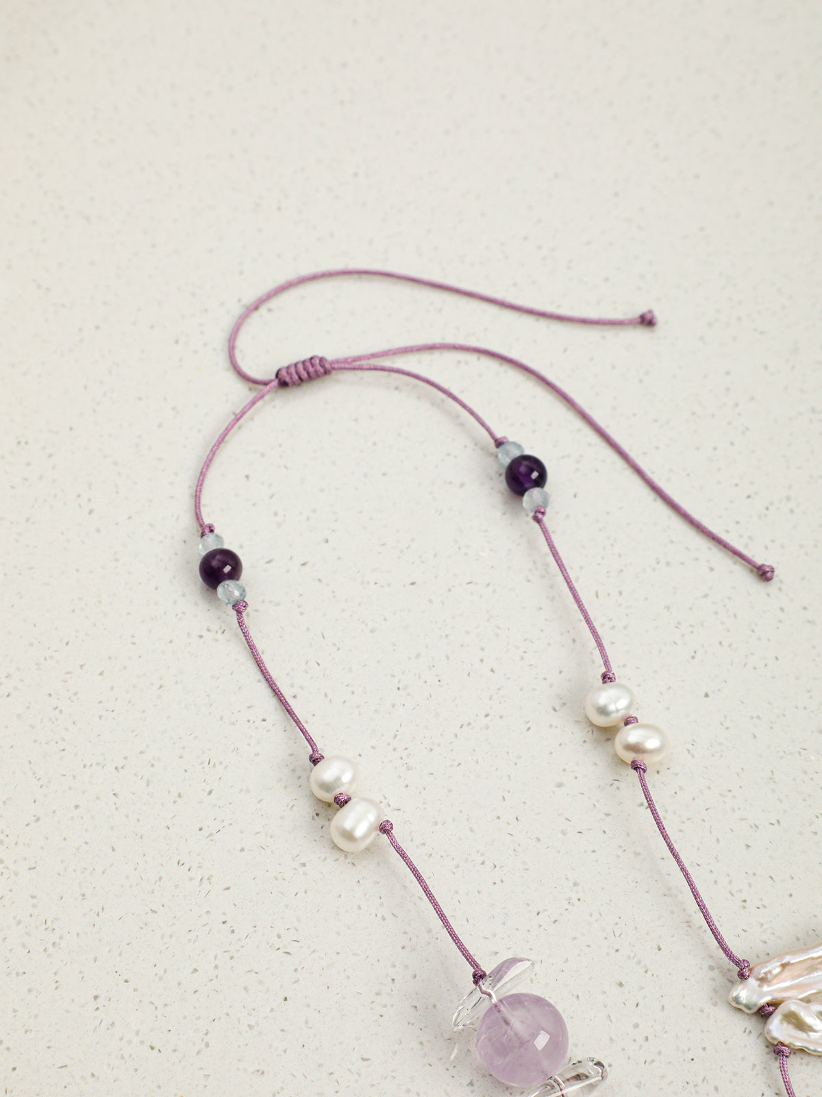OMN010 Violet Cloud Hanging Crystal Necklace