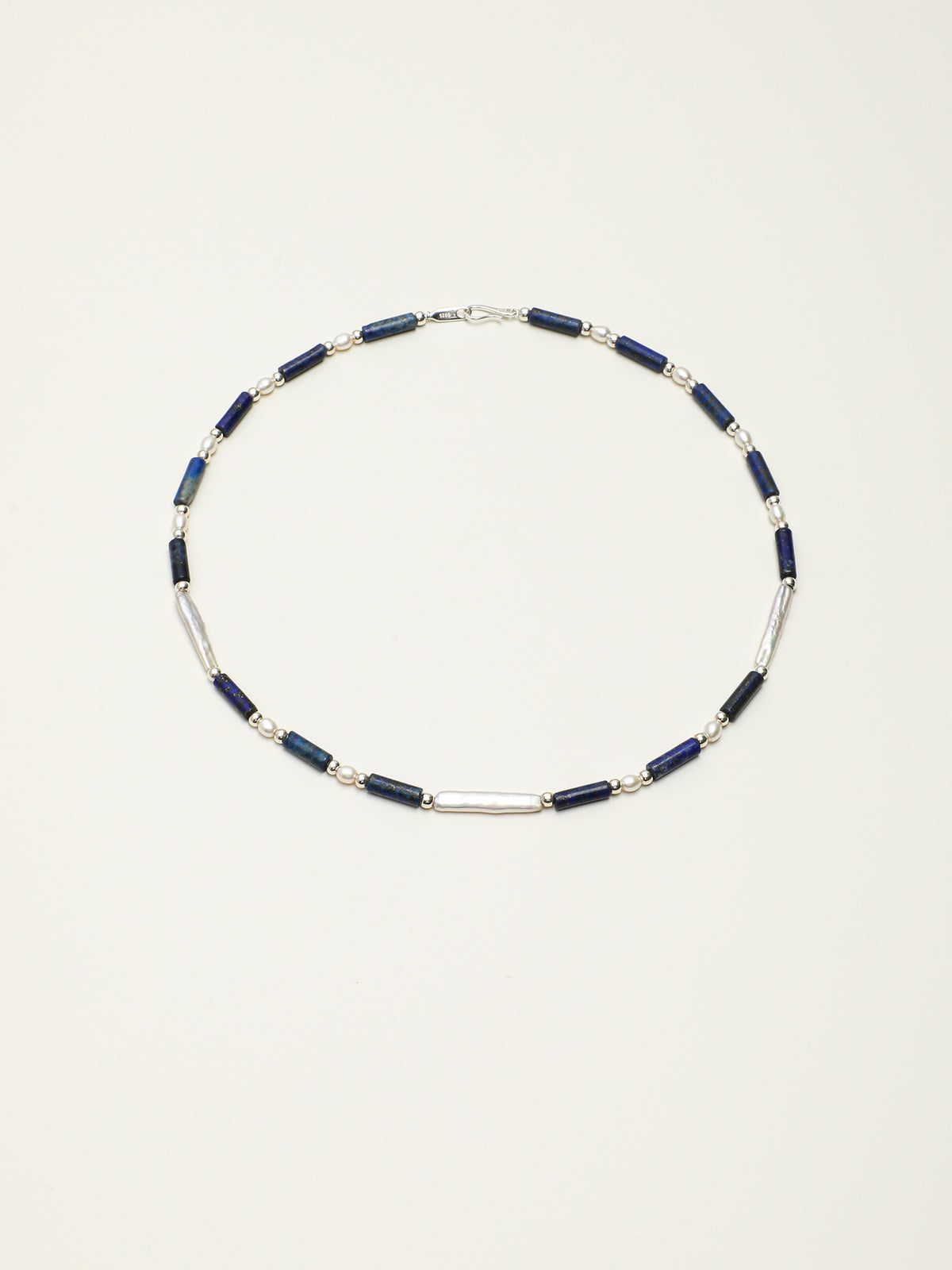 OMN007 Indigo Sea Shattered Silver Necklace
