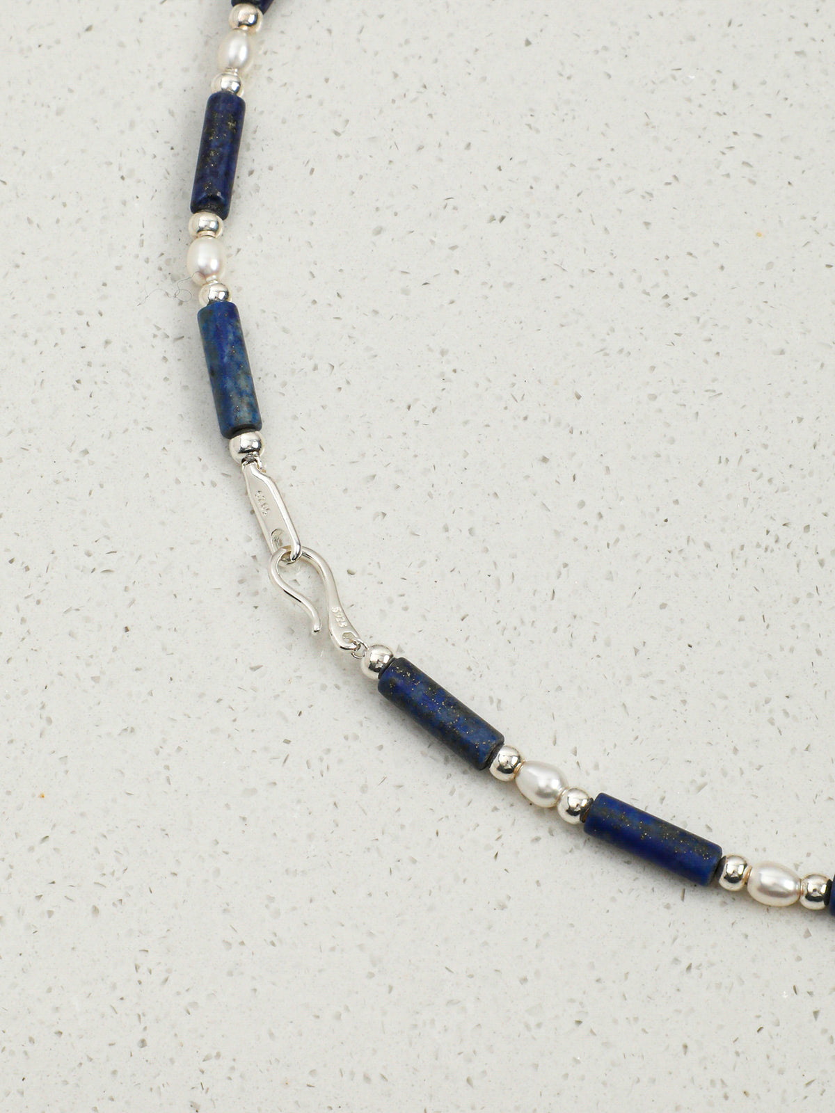 OMN007 Indigo Sea Shattered Silver Necklace