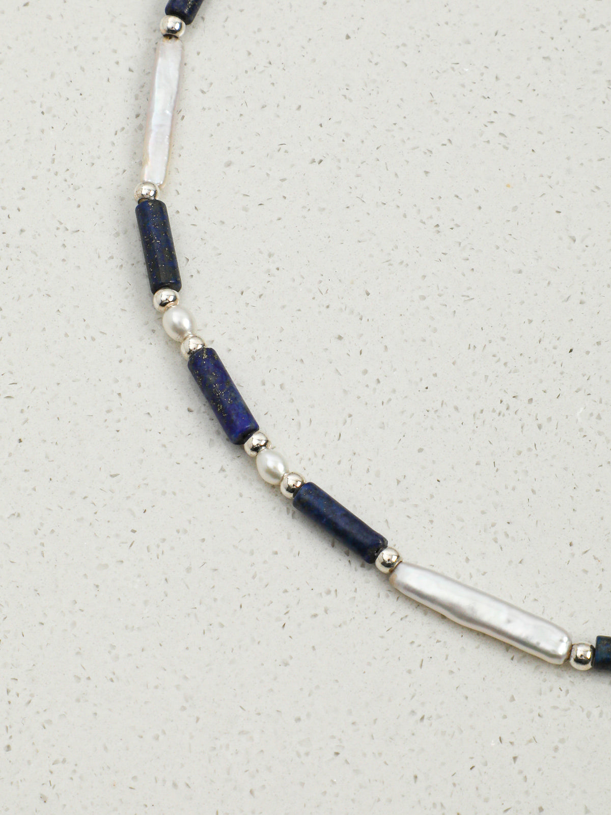 OMN007 Indigo Sea Shattered Silver Necklace