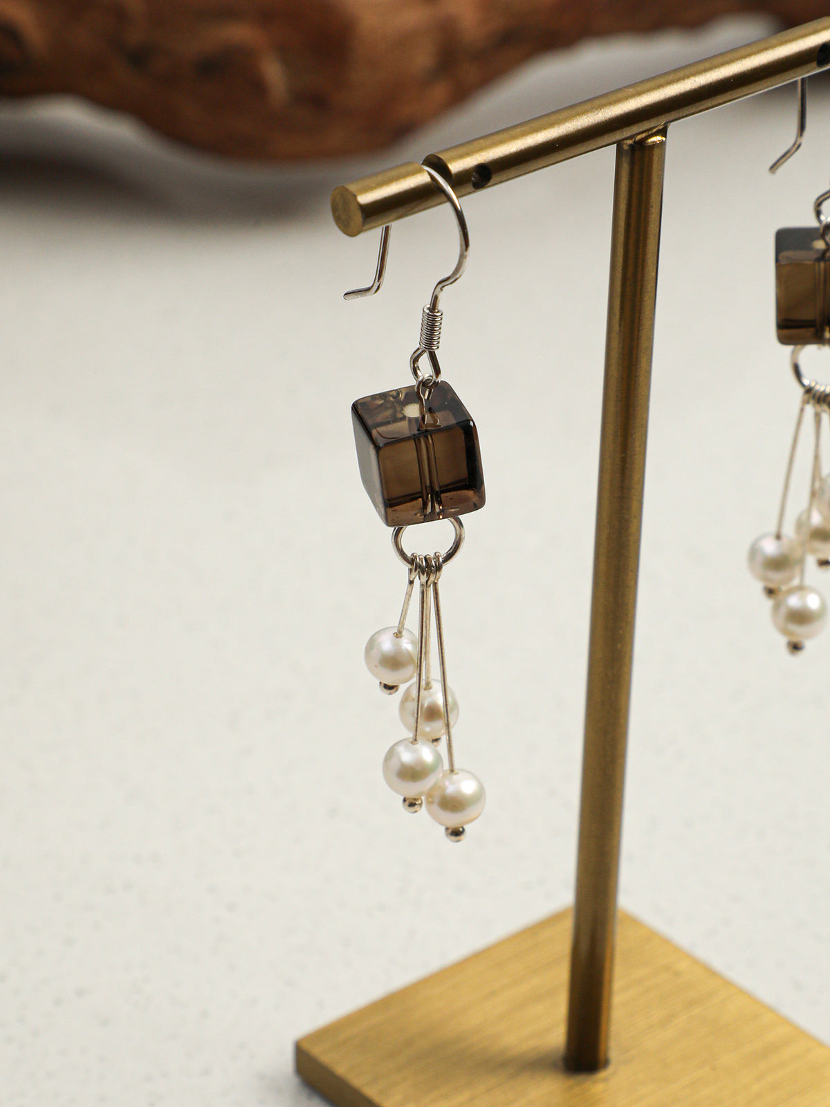 OME005 Star Tassel Pearl Drop Earrings