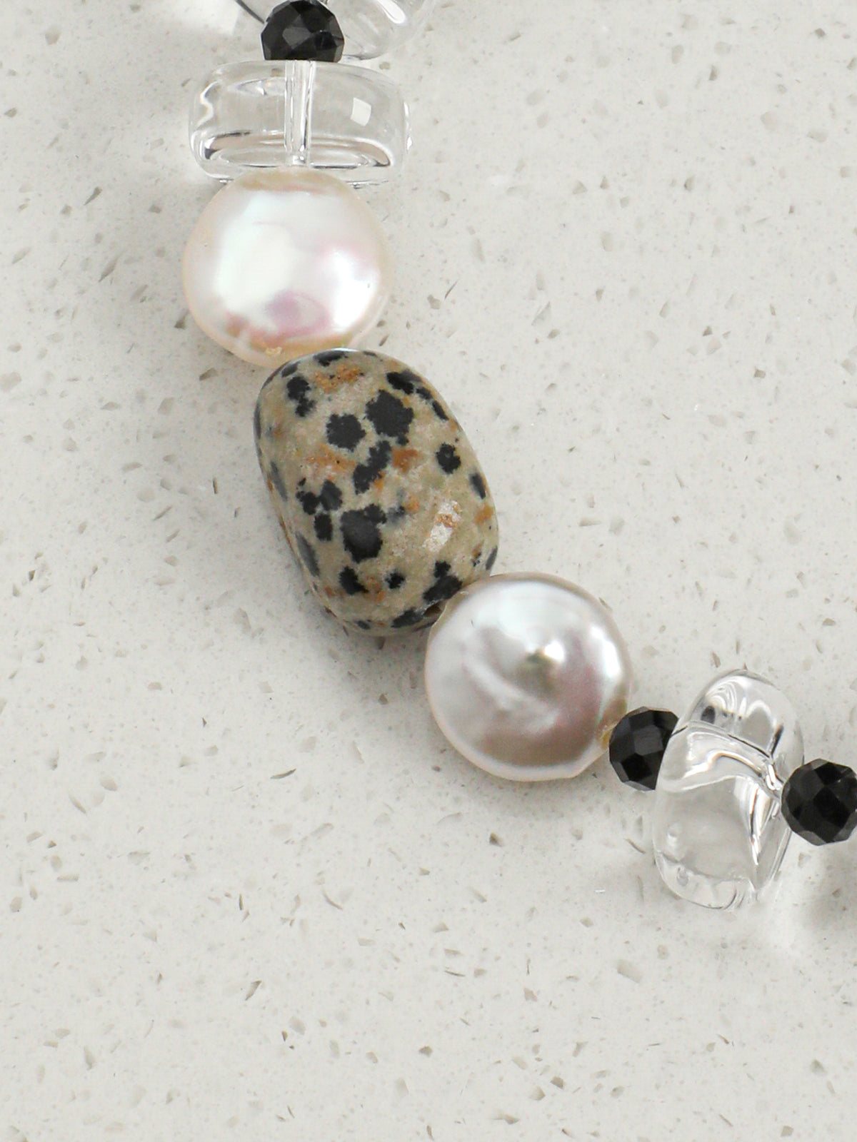 OMB006 Black Gravel Clear Gem Bracelet