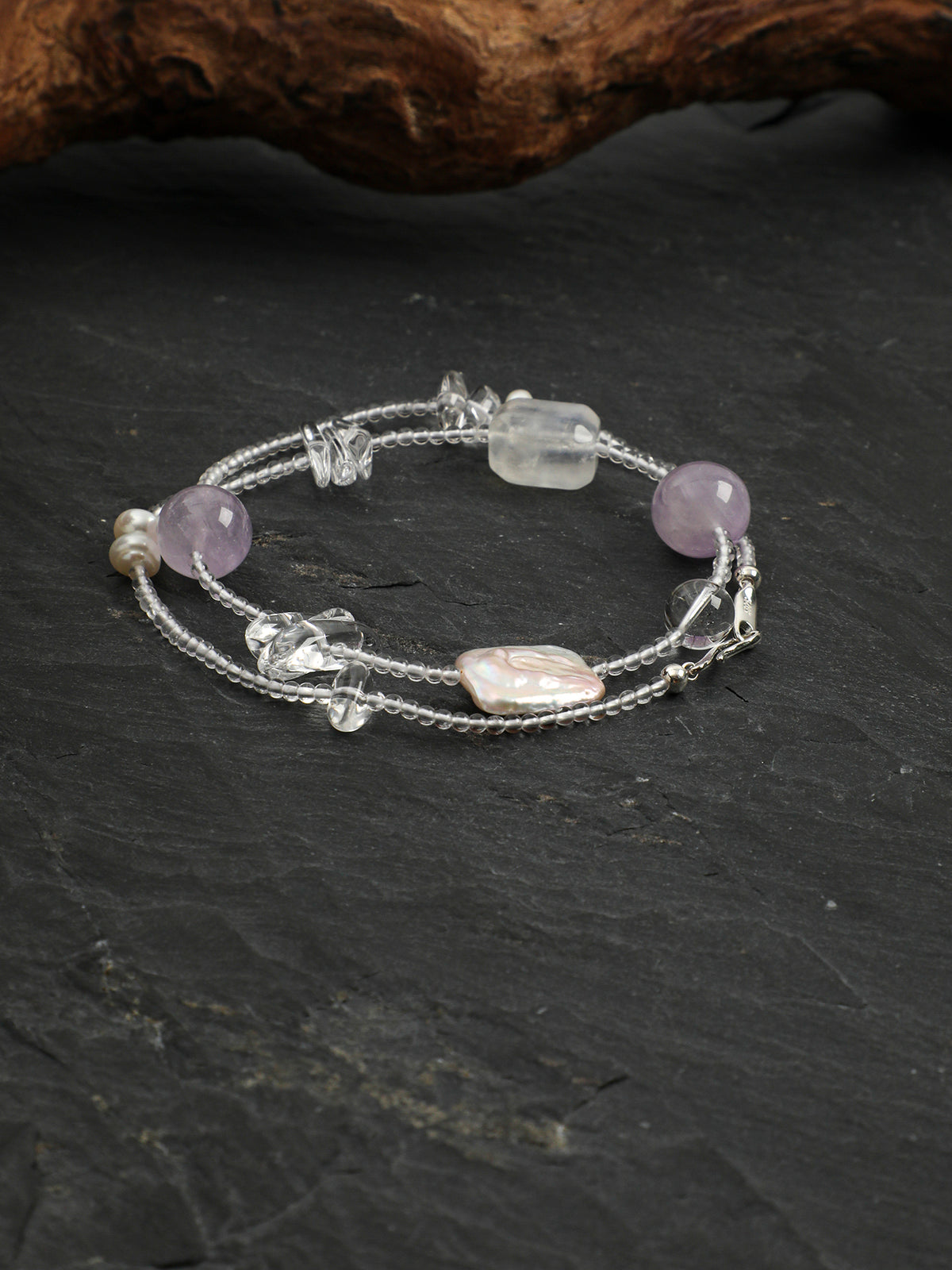 9 Oramay Naturkristall-Perlenarmband, Boho Edelsteinarmband für Damen