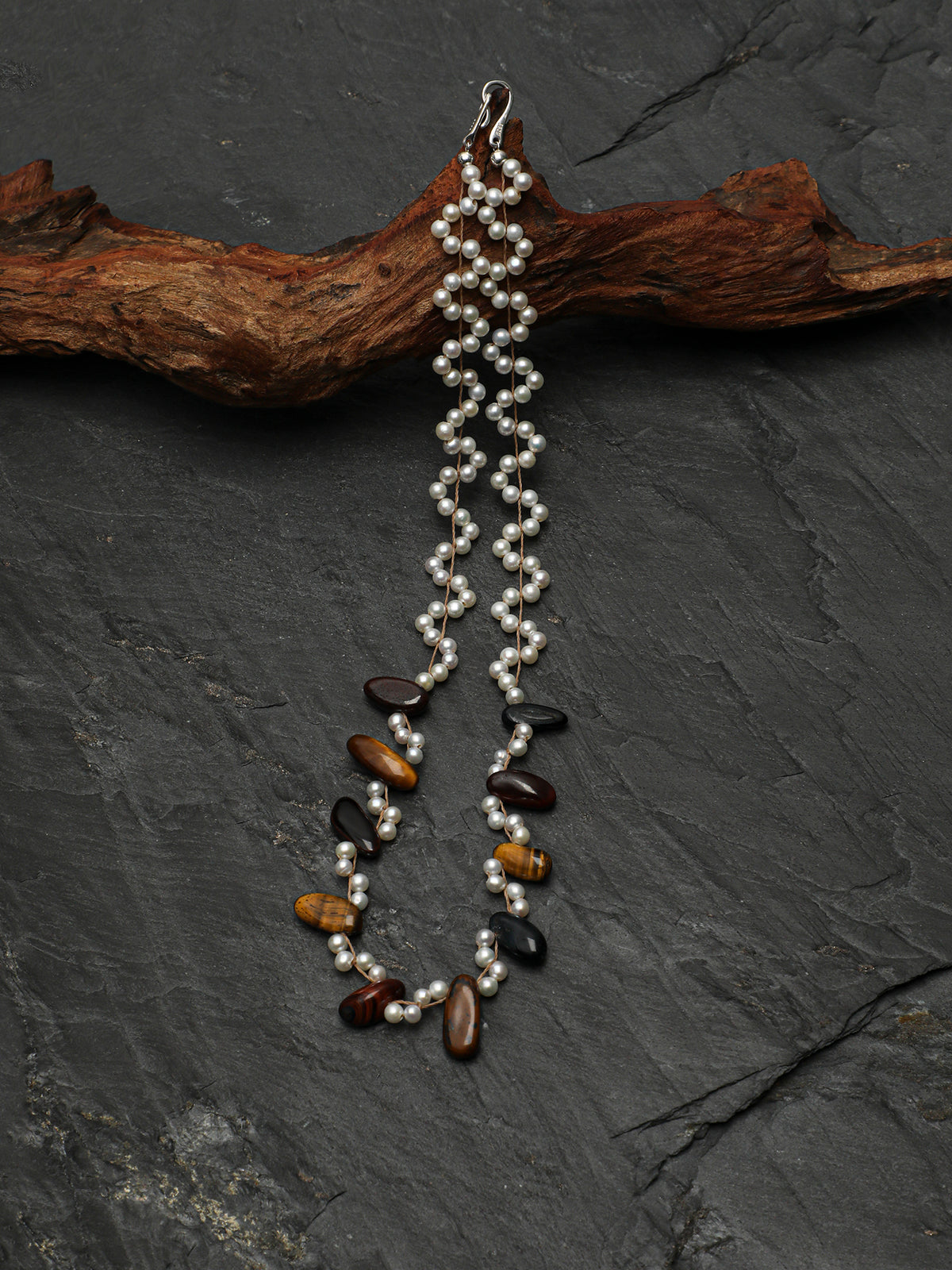 OMN005 Ochre Glow Vine Pearl Necklace