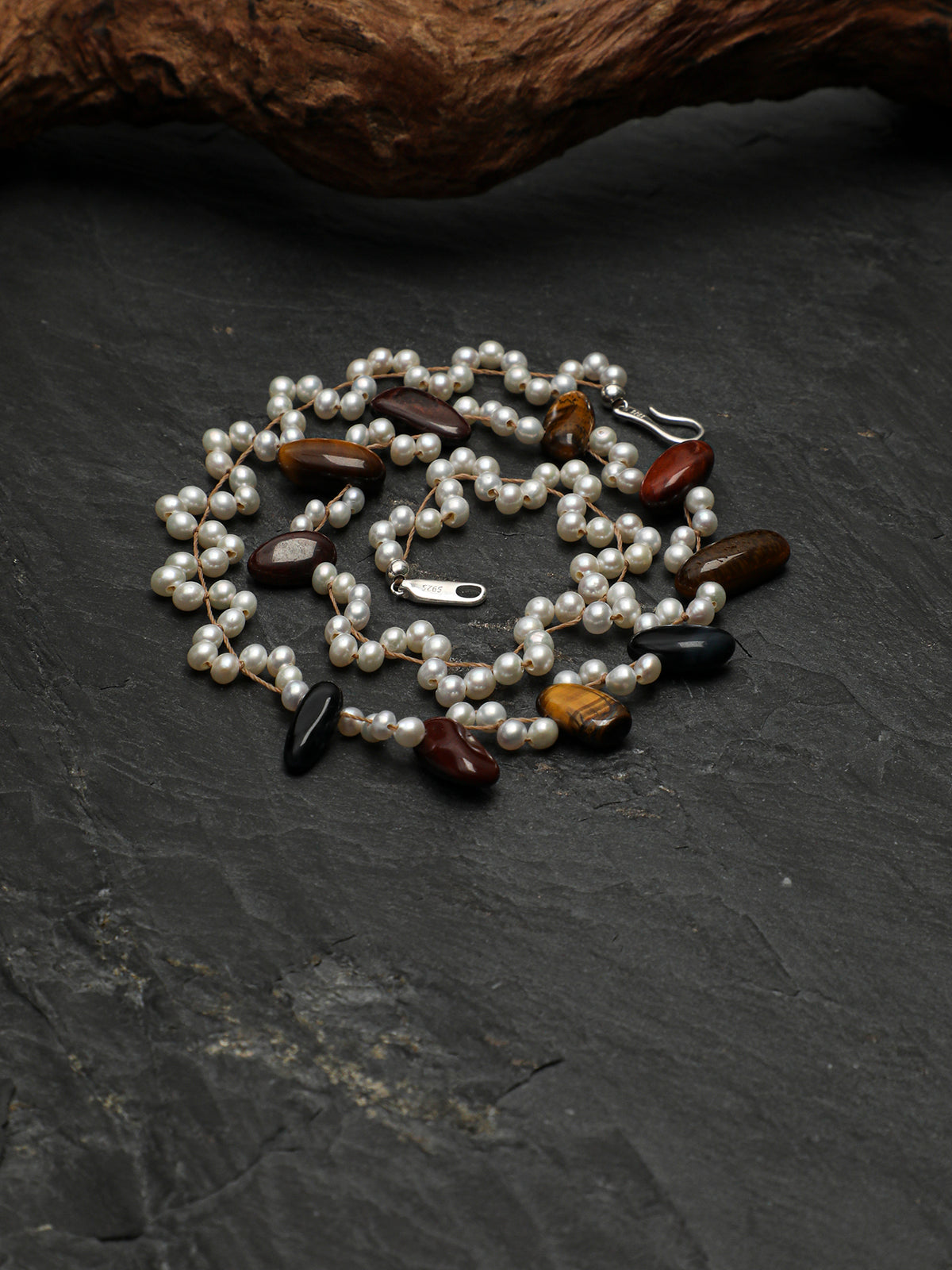 OMN005 Ochre Glow Vine Pearl Necklace