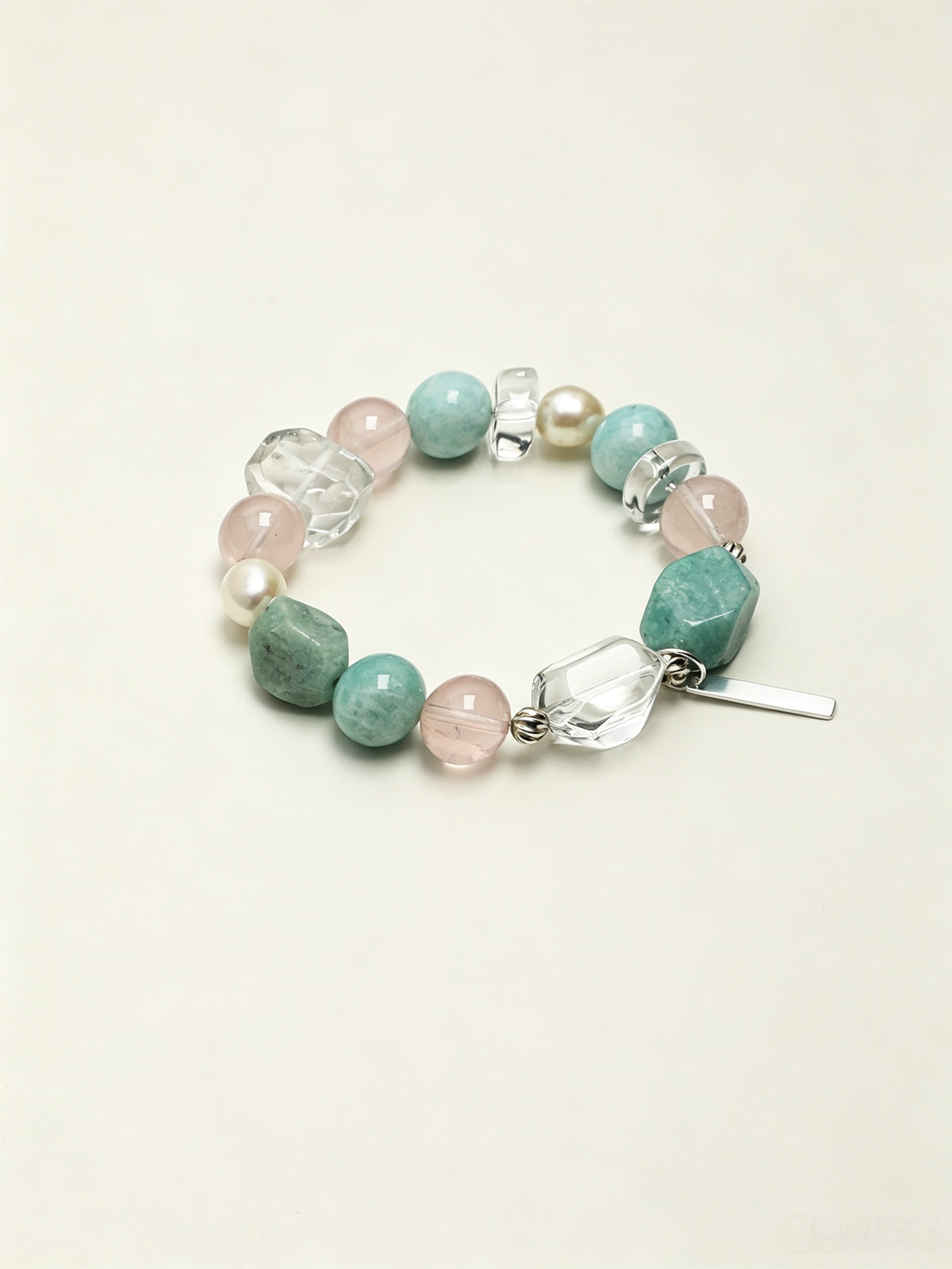 OMB017 Cyan Ripple Pink Crystal Bracelet