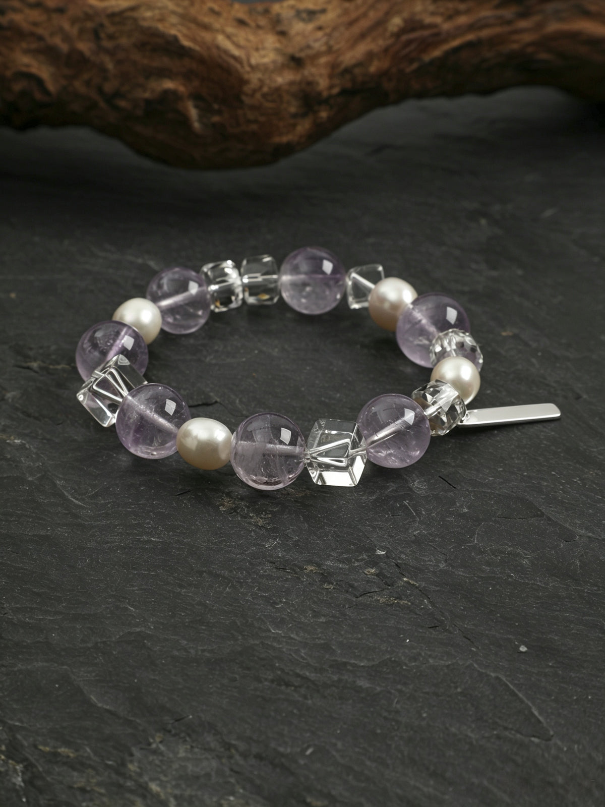 OMB014 Lavender Cut Clear Quartz Bracelet