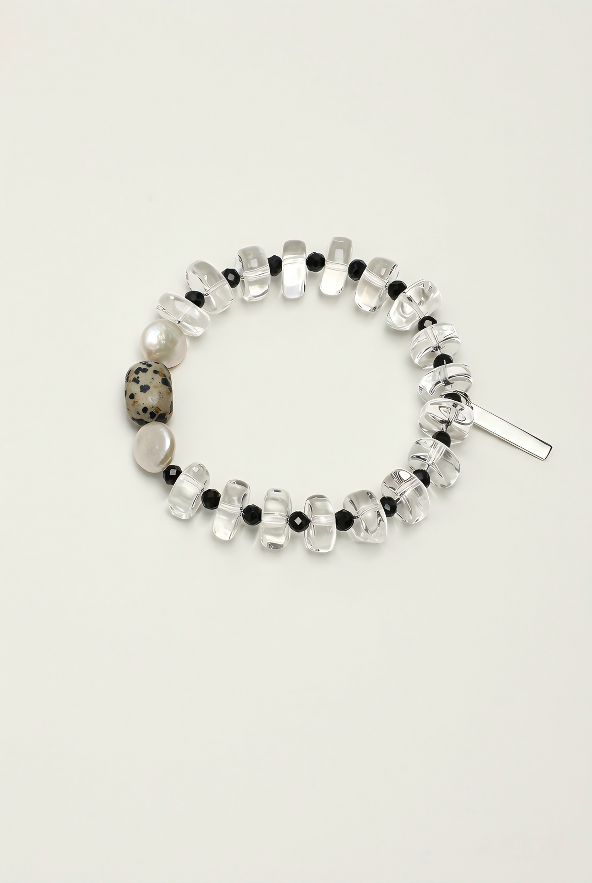 OMB006 Black Gravel Clear Gem Bracelet