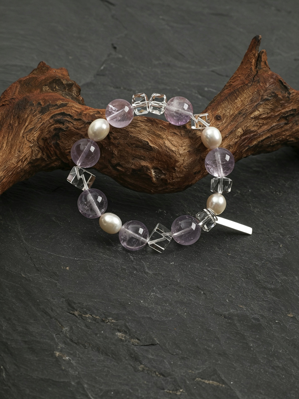 OMB014 Lavender Cut Clear Quartz Bracelet