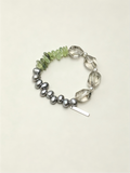 OMB016 Green Ripple Grey Pearl Bracelet
