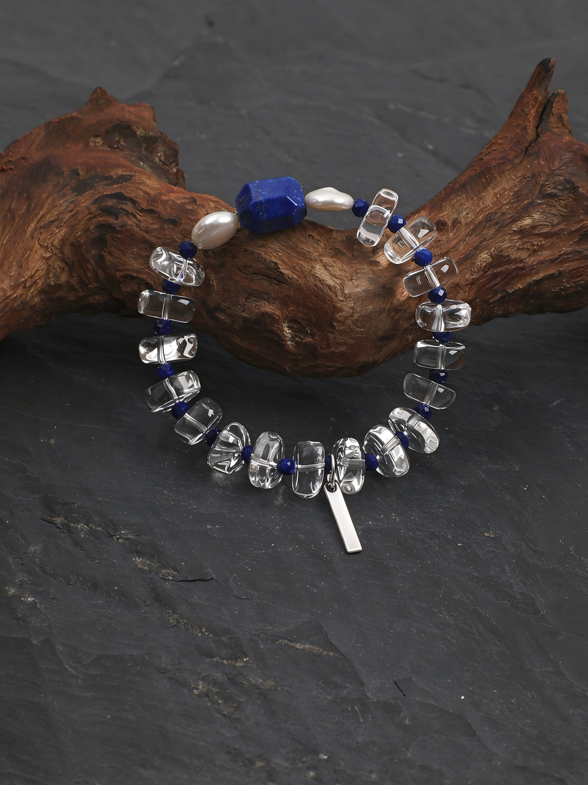 OMB005 Blue Ripple Condensed Bead Bracelet