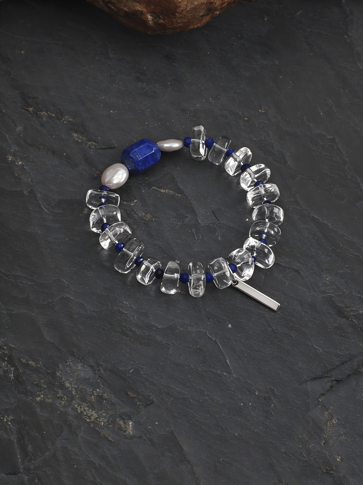 OMB005 Blue Ripple Condensed Bead Bracelet