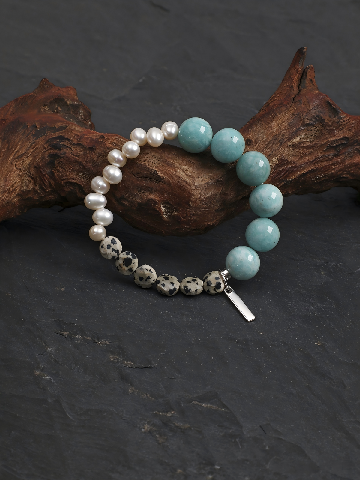OMB018 Lake Ripples Speckled Pearls Bracelet