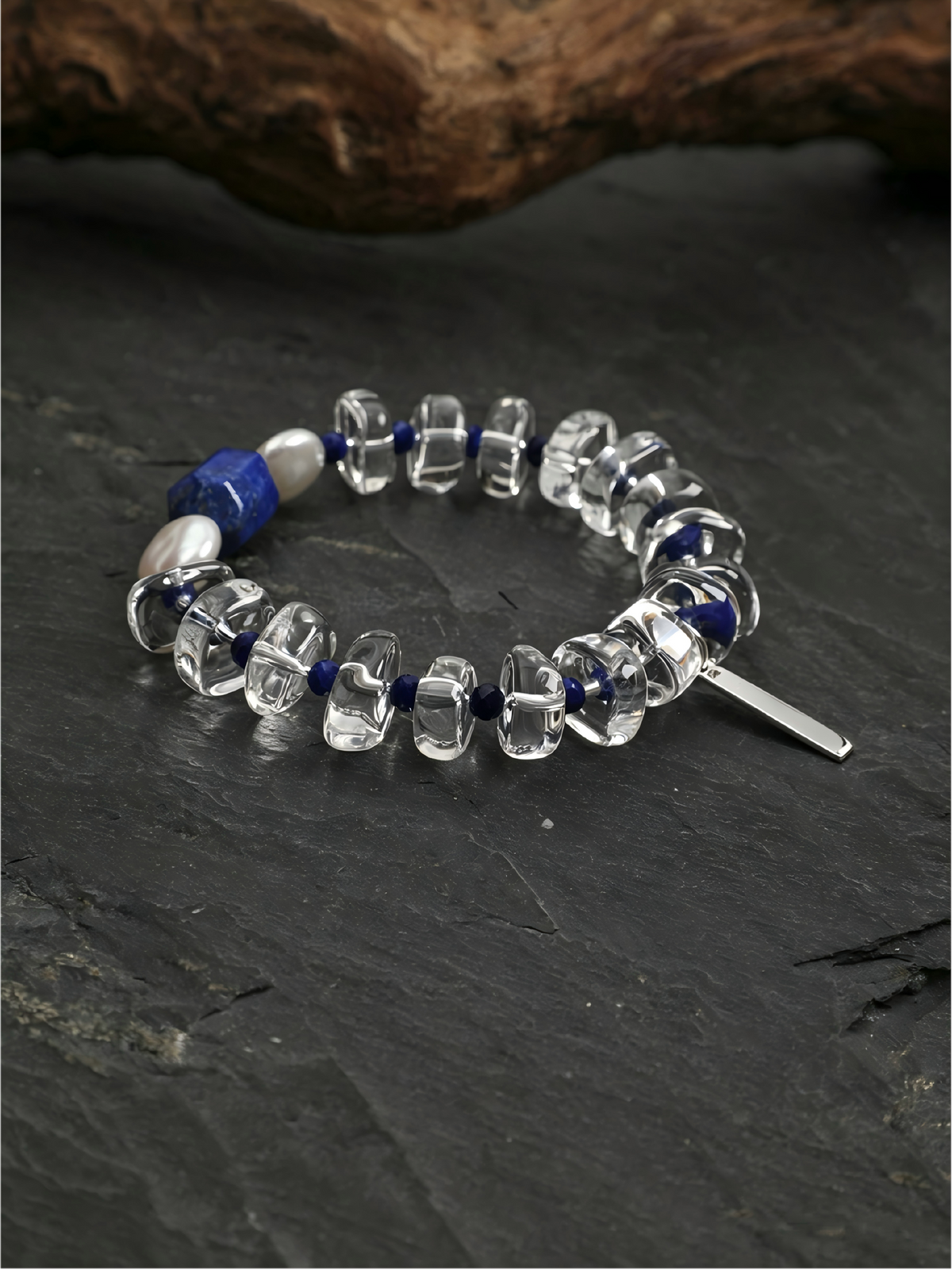 OMB005 Blue Ripple Condensed Bead Bracelet