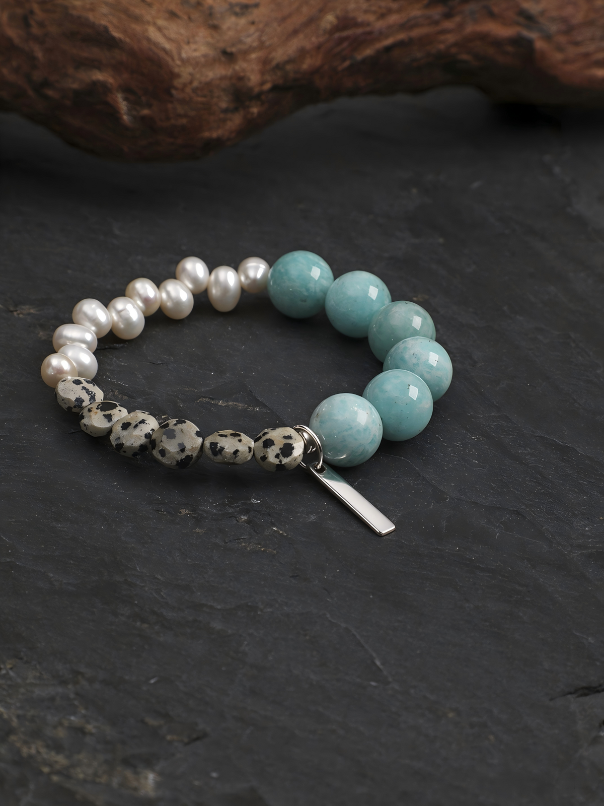 OMB018 Lake Ripples Speckled Pearls Bracelet